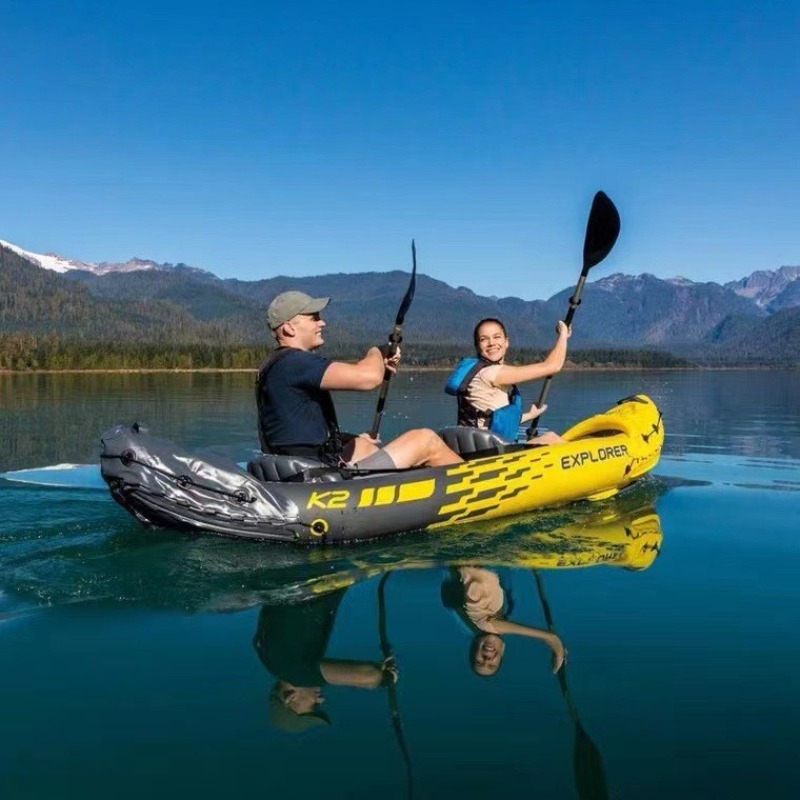 Outdoor Adventure Kayak - Inflatable Boat Two Person Raft Dinghy