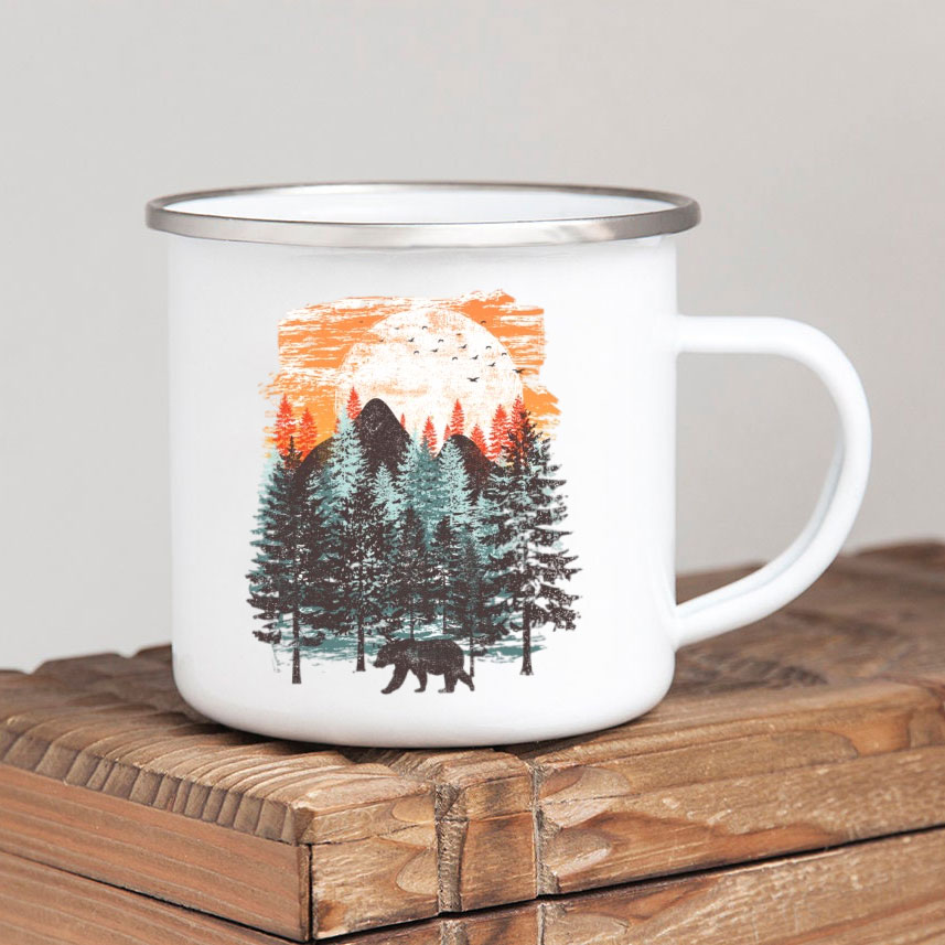 Forest Camp Enamel Coffee Mug  - огляд і ціна Outdoor Adventure Ideas