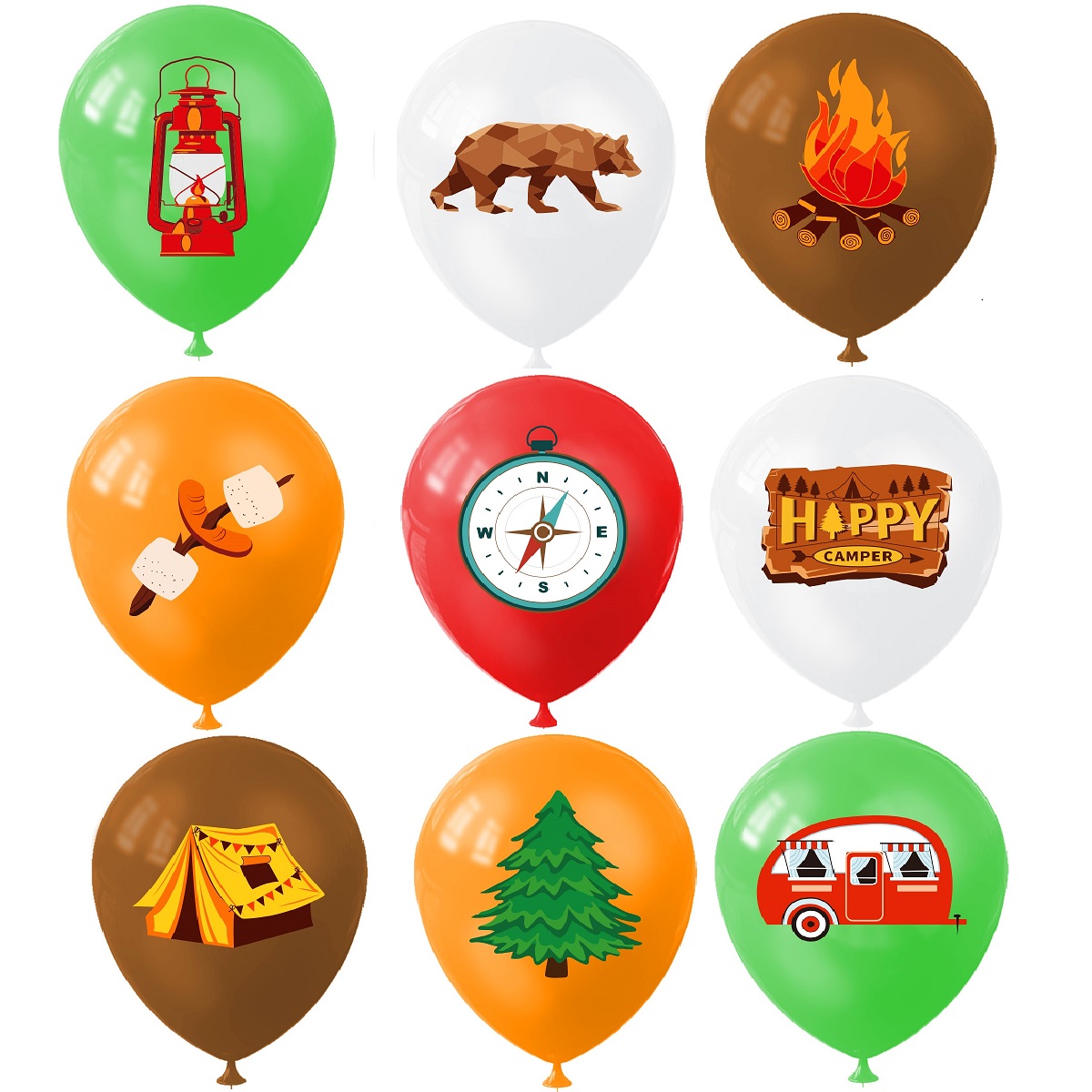 9pcs Happy Camping Balloon, Ou - огляд і ціна Outdoor Adventure Girls