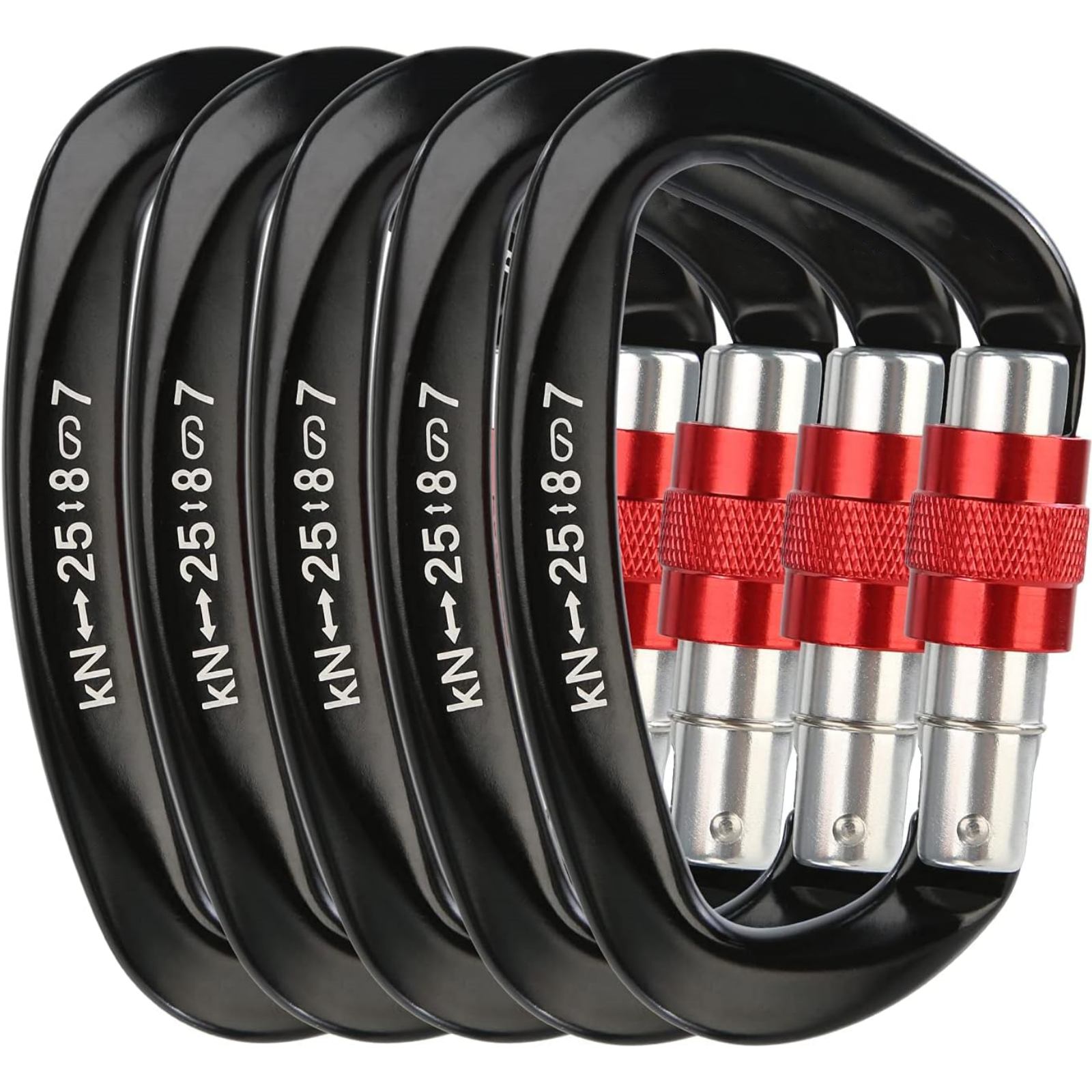 5Pcs/Set 25KN D-Shape Aluminum - огляд і ціна Carabiner Locking D