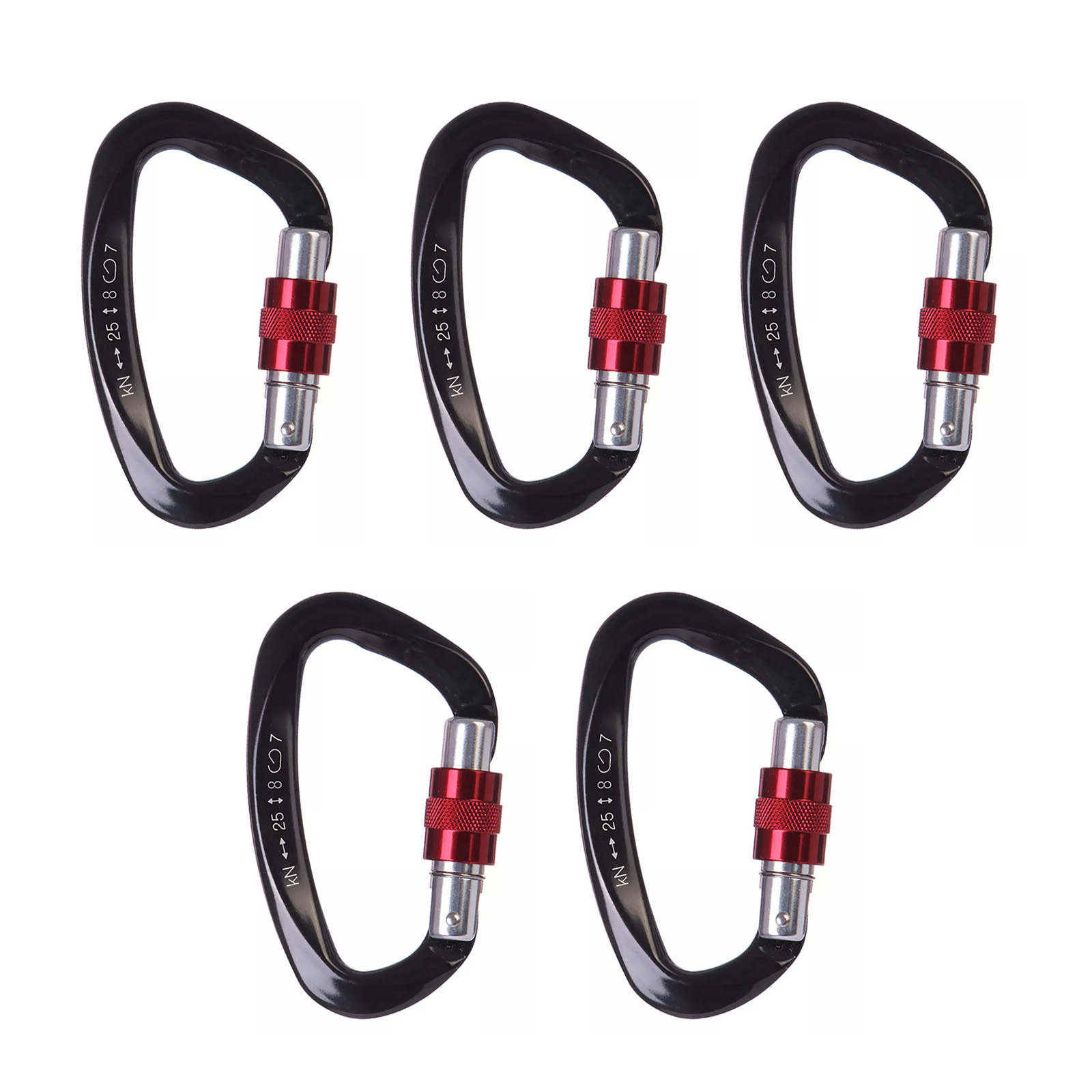 5Pcs/Set 25KN D-Shape Aluminum - огляд і ціна Carabiner Locking D