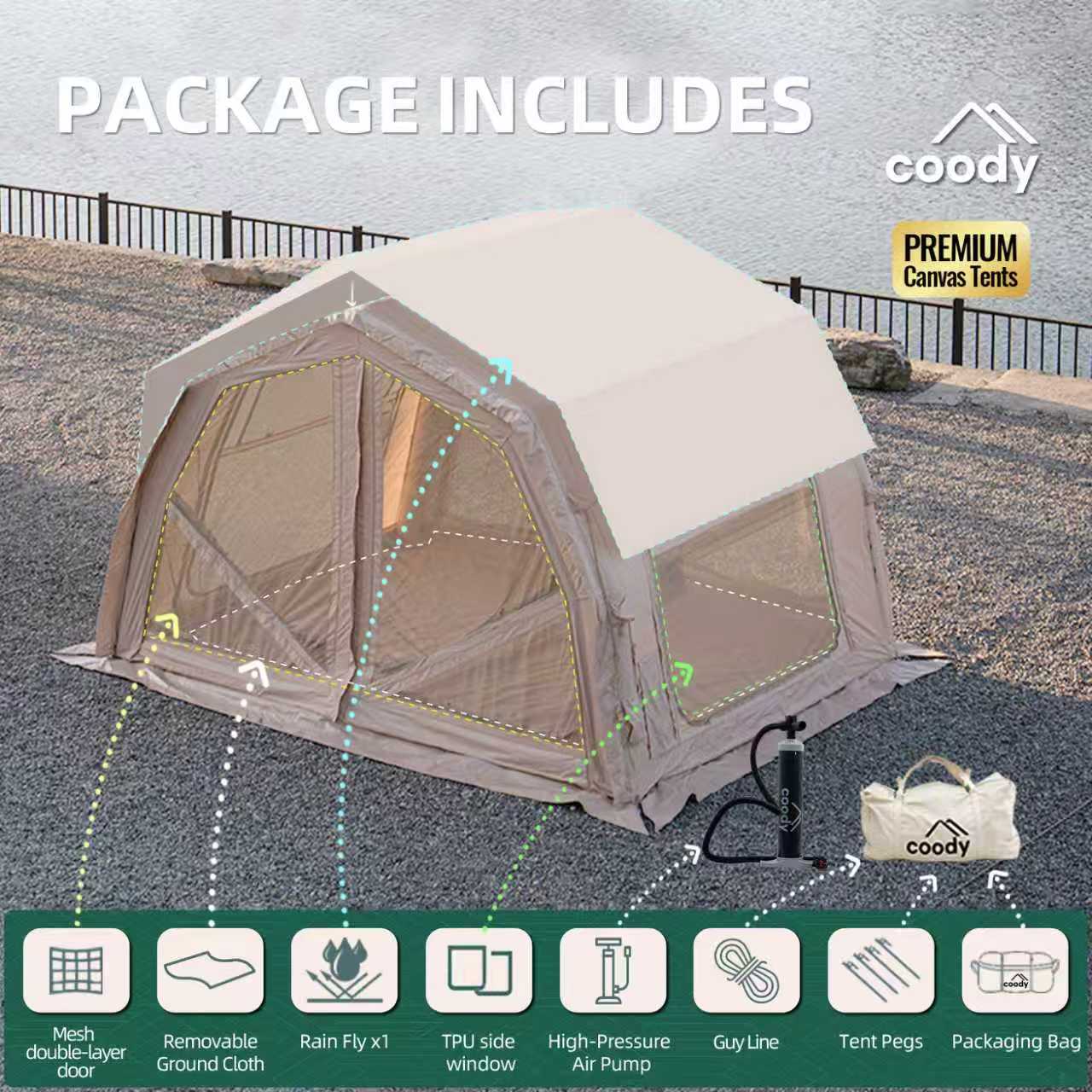 10.0 Pro Air Tent-Beige Durabl - огляд і ціна Outdoor Adventure U Of U